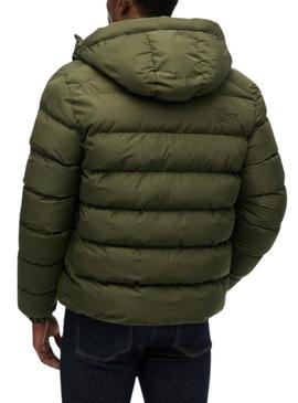 Casaco Superdry com capuz e acolchoado verde para homem.