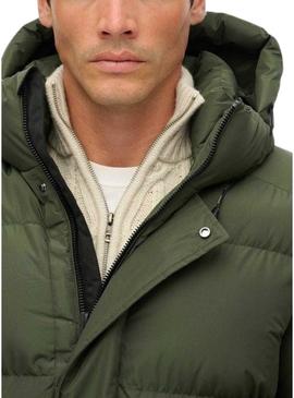 Jaqueta Superdry com capuz acolchoada verde para homem.