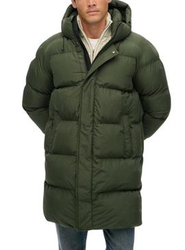 Jaqueta Superdry com capuz acolchoada verde para homem.