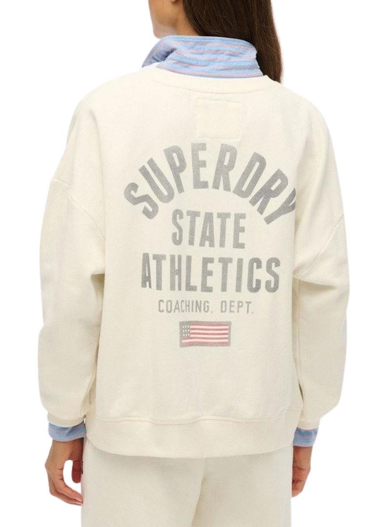 Moletom Superdry Athletic Relaxed Printed bege para mulher.