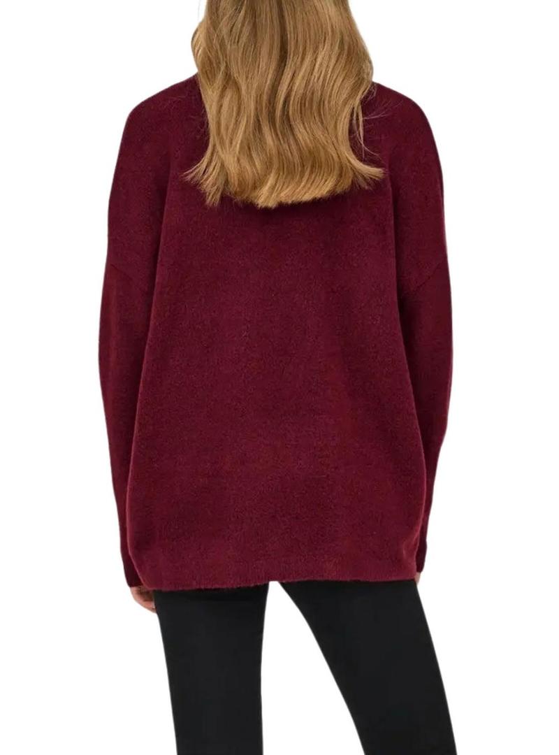 Camisola de malha Only Talio granate para mulher.