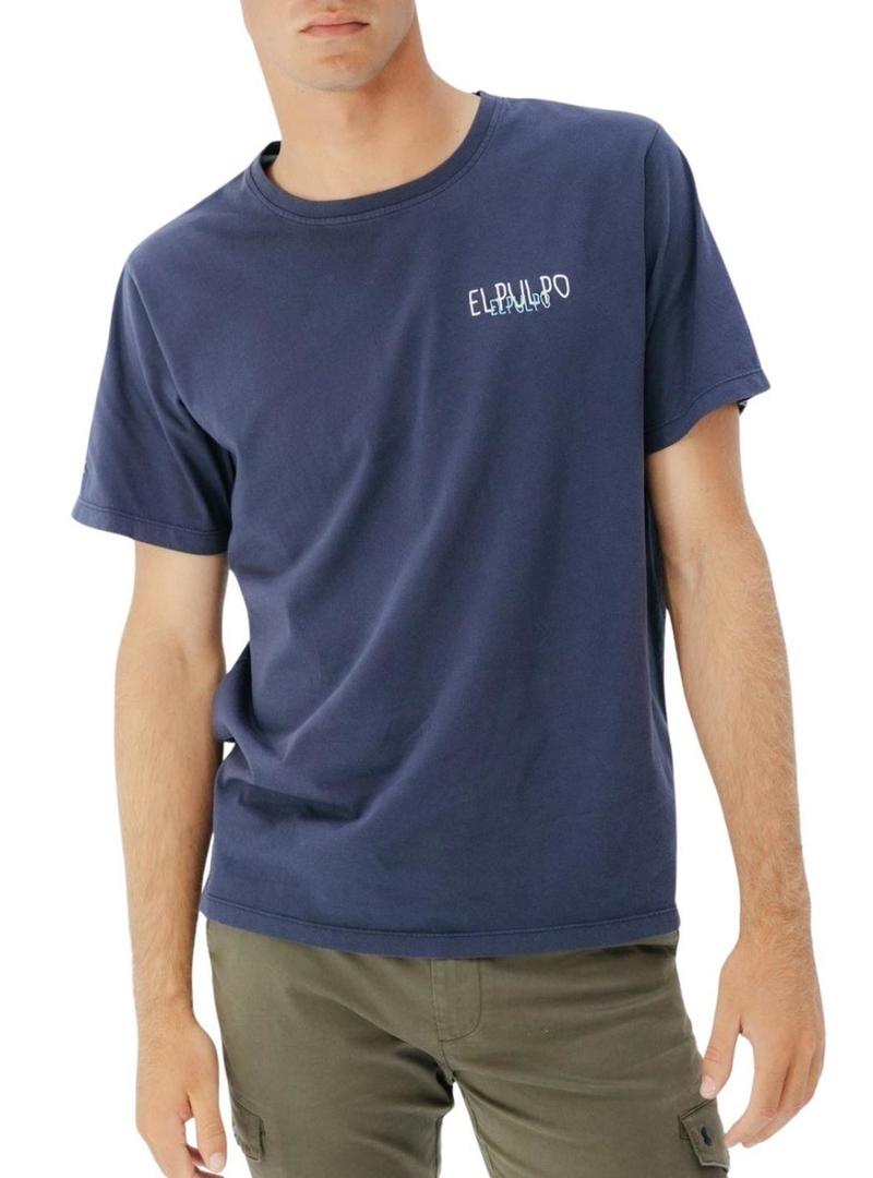 Camiseta El Pulpo logotipo azul para homem