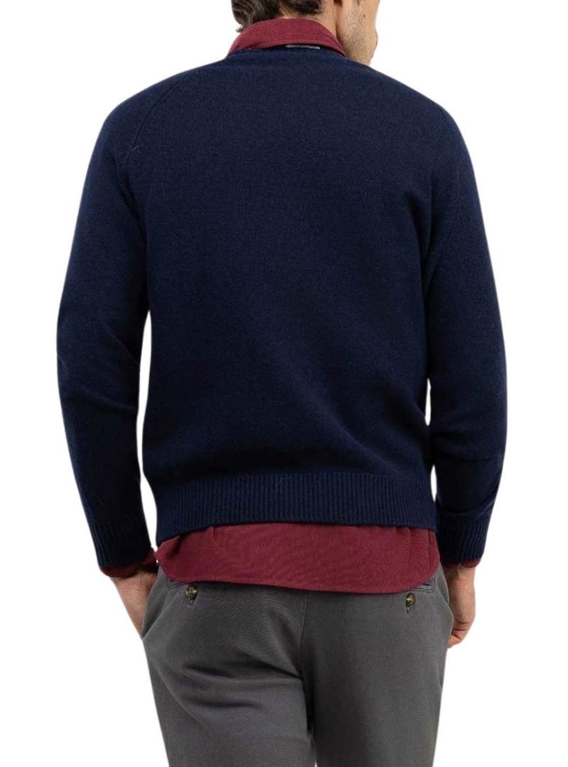 Camisola de lã de merino azul El Ganso para homem.