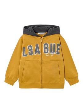 Conjunto de três peças Mayoral amarelo, cinza e preto para menino.