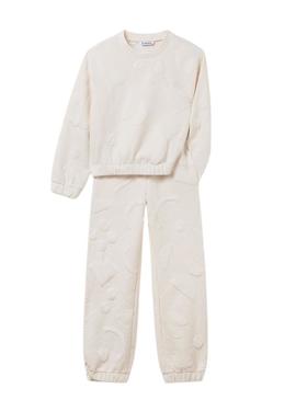 Conjunto de moletom acolchoado bege da Mayoral para menina.