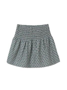 Saia mini estampada azul Mayoral para menina.