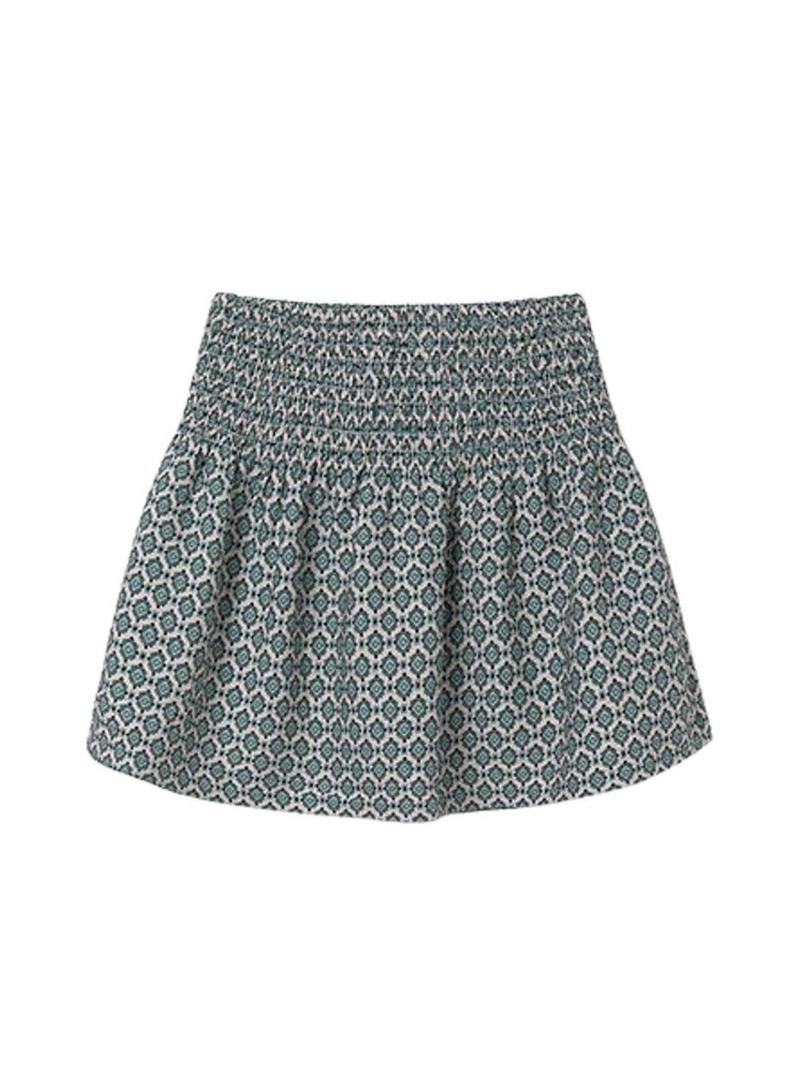 Saia mini estampada azul Mayoral para menina.