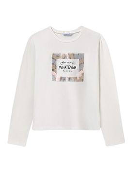 Camiseta Mayoral Whatever branca para menina