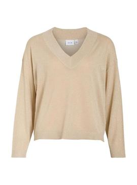 Jersey Vila Viginny bege com brilho para mulher.