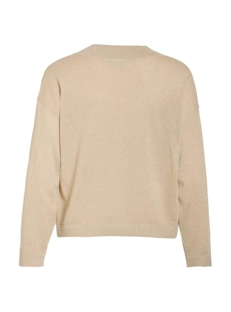 Jersey Vila Viginny bege com brilho para mulher.