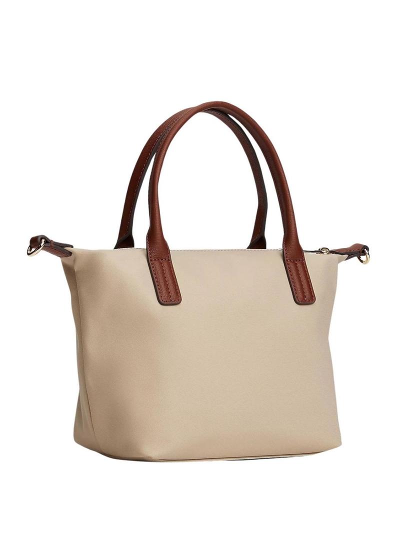 Bolsa Tommy Hilfiger mini tote bege de nylon para mulher