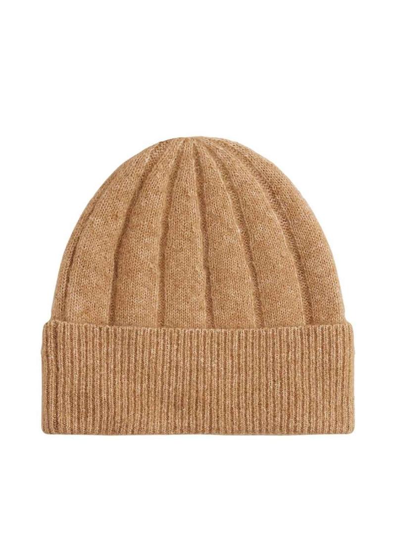 Gorro de lã Tommy Hilfiger Fluffy bege para mulher.