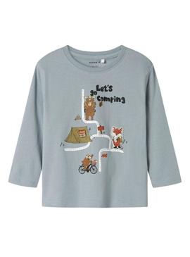 Camiseta Name It Molen azul para menino.
