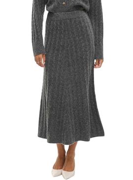Saia Vila Virelli maxi de malha cinza para mulher.