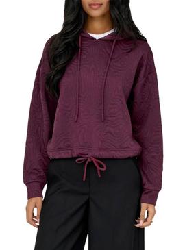 Moletom Only Bianca estampado granate para mulher