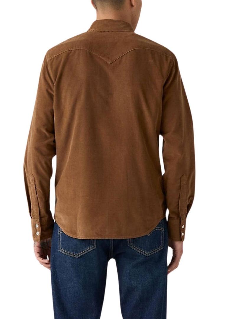 Camisa Levis Barstow Western marrom para homem.