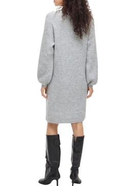 Vestido Vila Viretta de malha cinza para mulher.