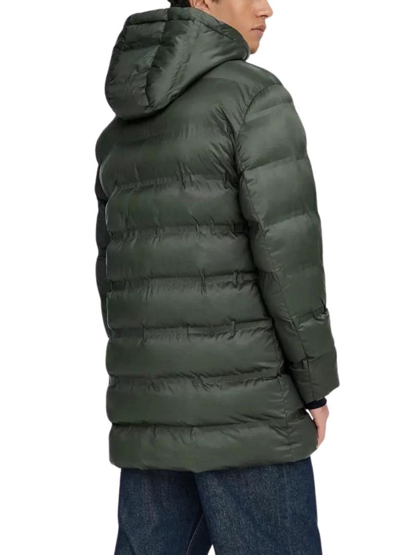 Casaco acolchoado Only and Sons Union com capuz verde para homem.