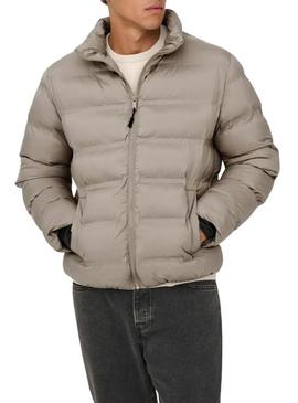 Jaqueta acolchoada bege Only and Sons Union para homem