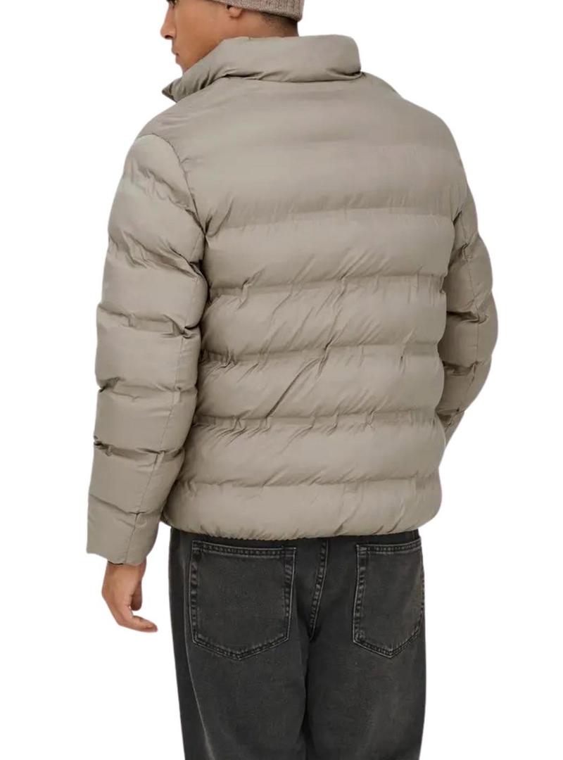 Jaqueta acolchoada bege Only and Sons Union para homem