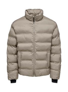 Jaqueta acolchoada bege Only and Sons Union para homem
