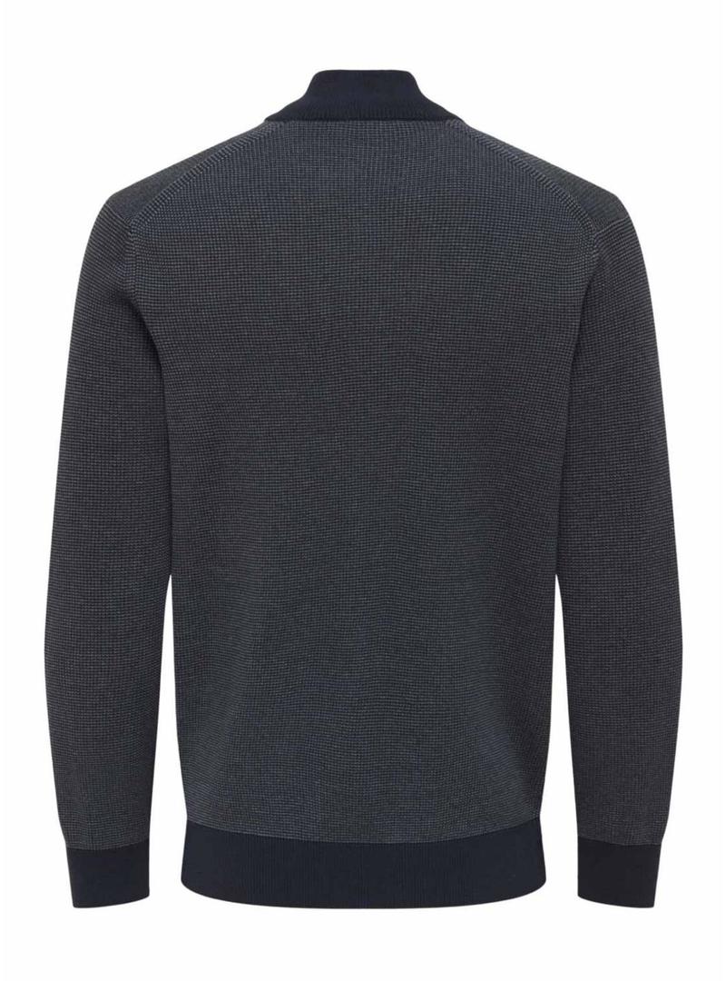 Camisola Only and Sons Philip marinho com fecho para homem.