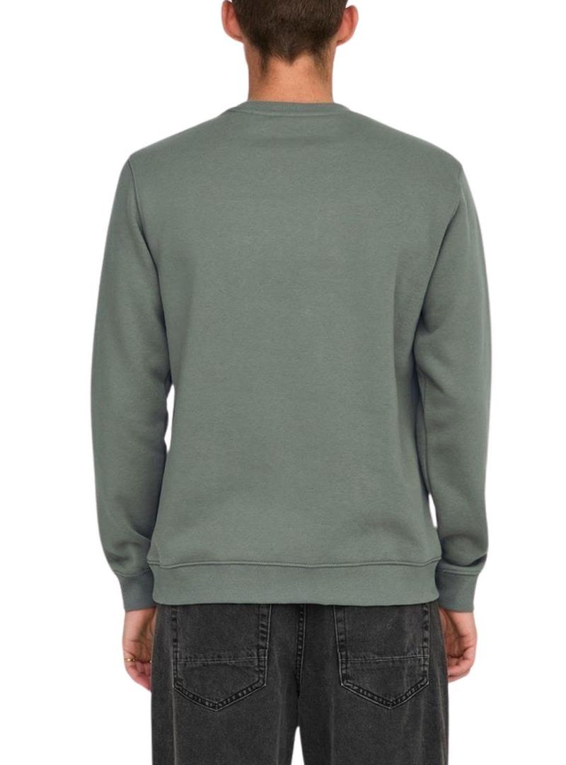 Moletom Only and Sons Curated Crew verde para homem.