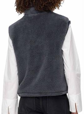 Colete Only Bari Teddy cinza para mulher