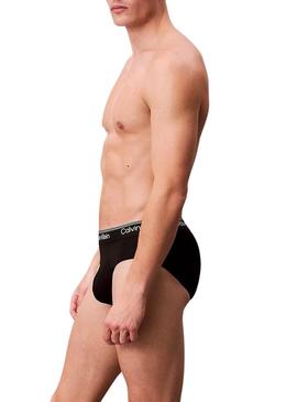 Pack 3 cuecas Calvin Klein Microfibra Stretch preto para homem.