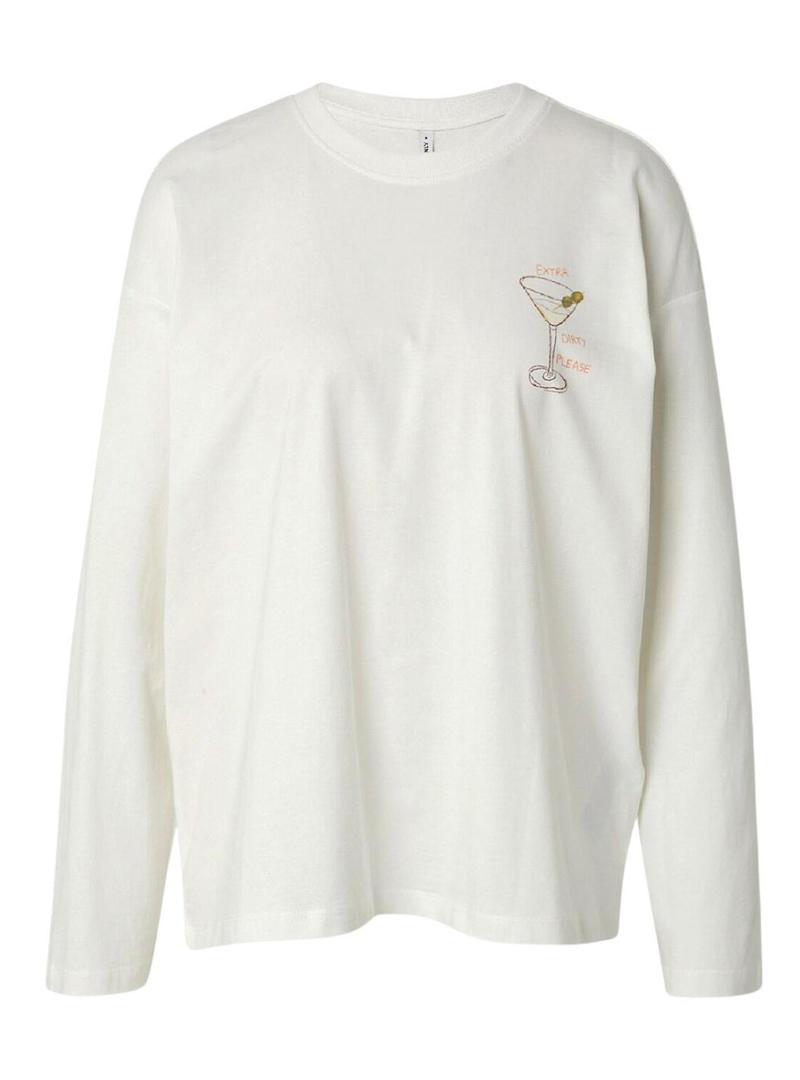 Camiseta Only Vivvi manga comprida branca para mulher.