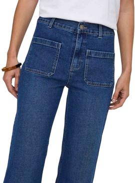 Calça de ganga Only Cypress com bolsos com bainha para mulher.