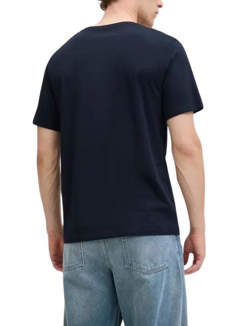 Camiseta Jack and Jones Brandy azul marino para homem.