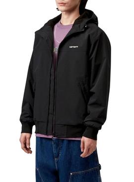 Casaco Carhartt Sail com capuz preto para homens.