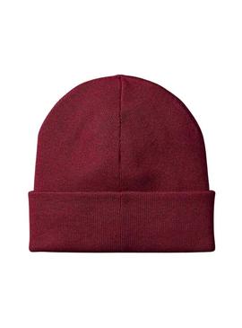 Gorro Calvin Klein logo CK bordeaux para homem.