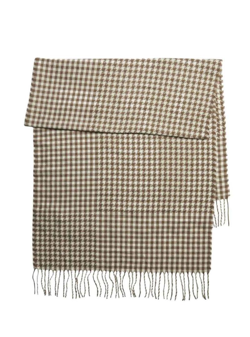 Cachecol Pieces Fernanda xadrez camelo para mulher