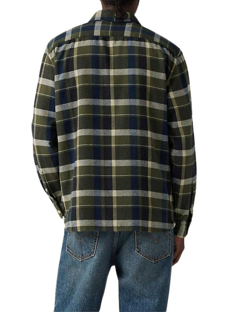 Camisa Levis Jackson Worker xadrez verde de flanela para homem.