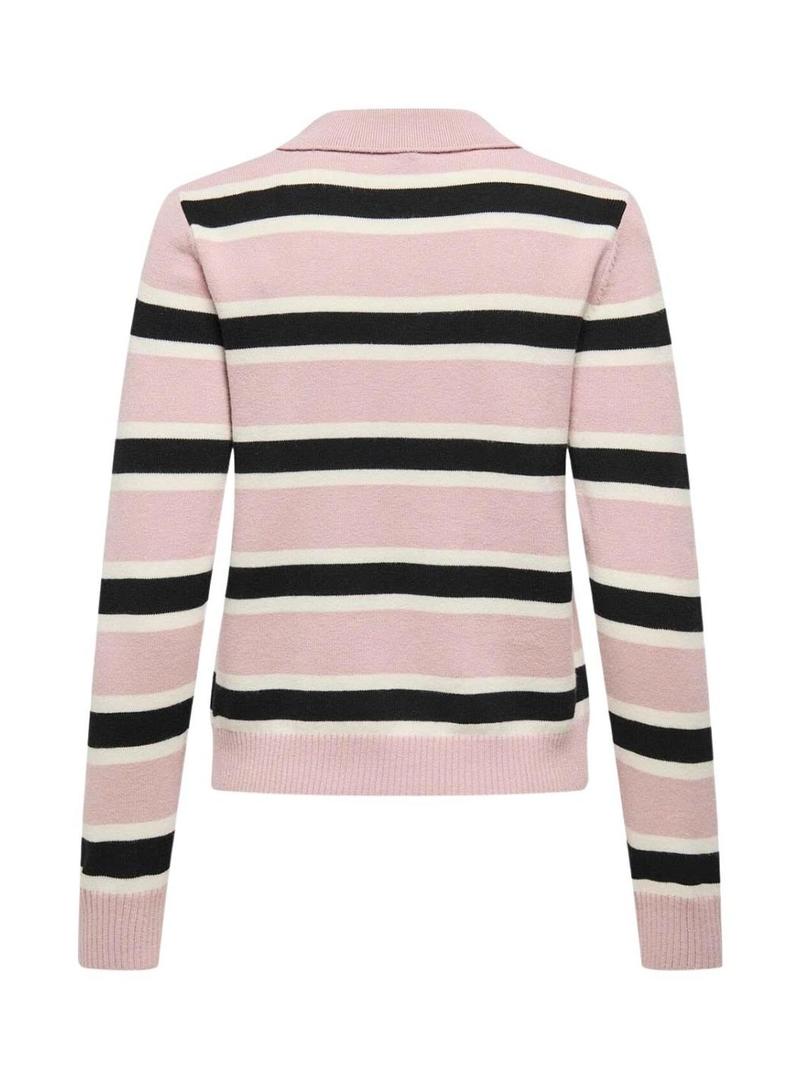 Camisola de malha com listras rosa para mulher da Polo Only London.