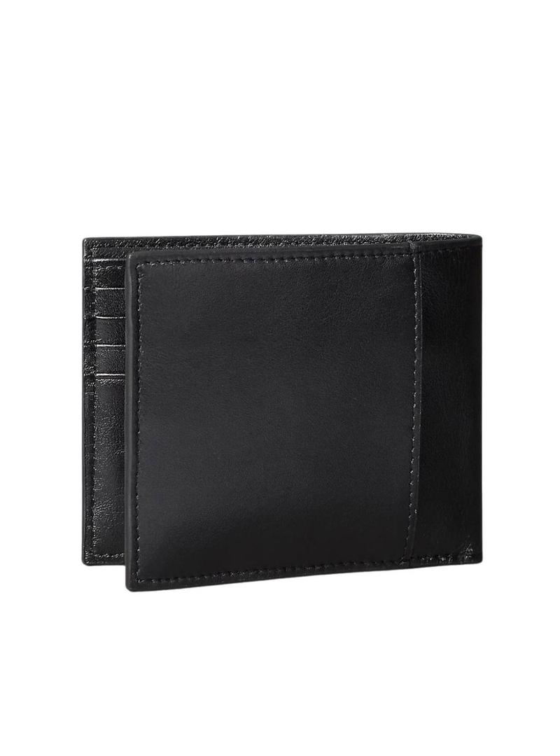 Carteira Calvin Klein Bold CK em couro preto com porta-moedas para homem.