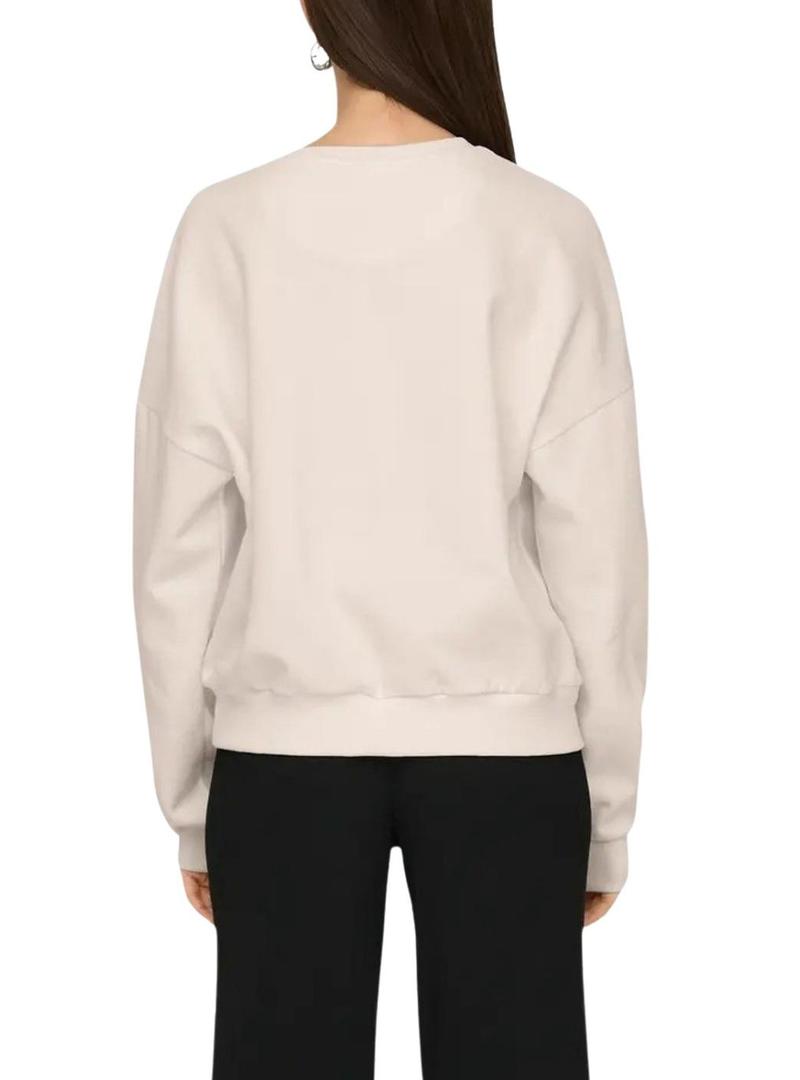 Moletom Only Rolling Stones bege para mulher.