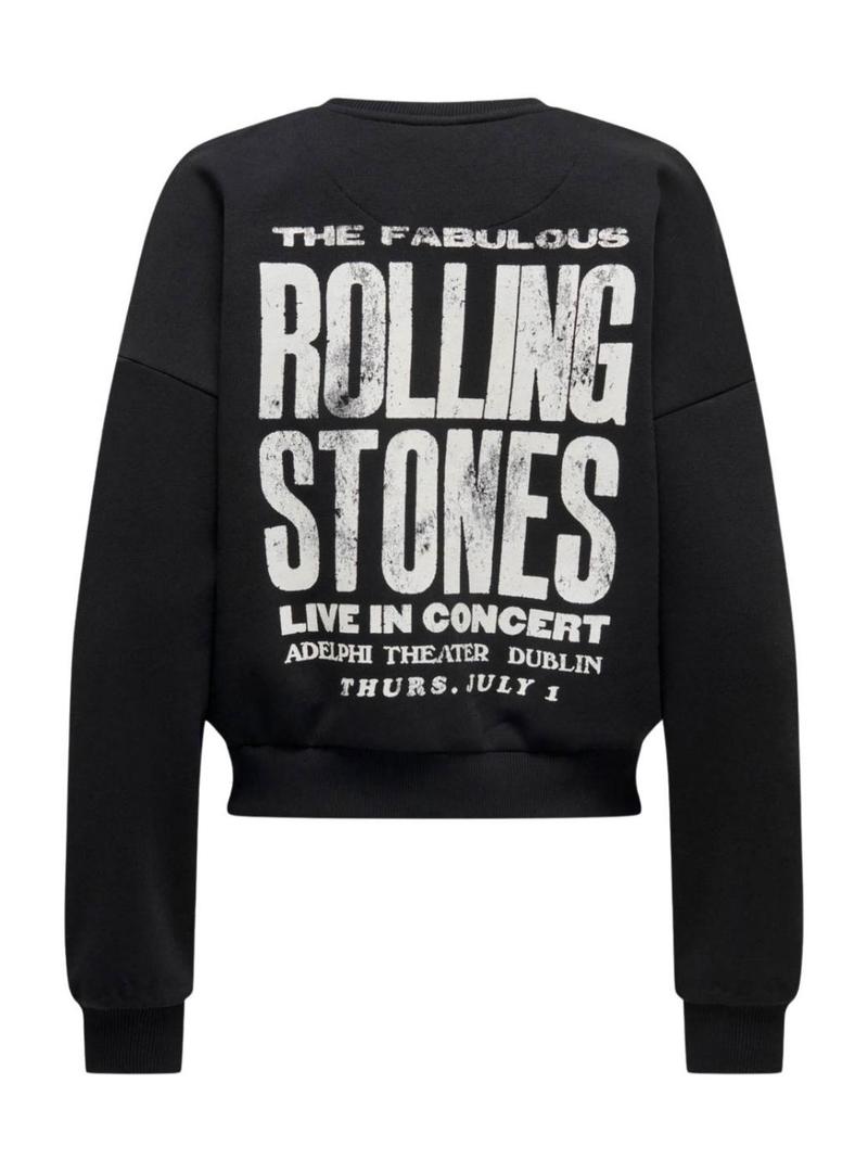 Moletom Only Rolling Stones preto para mulher.