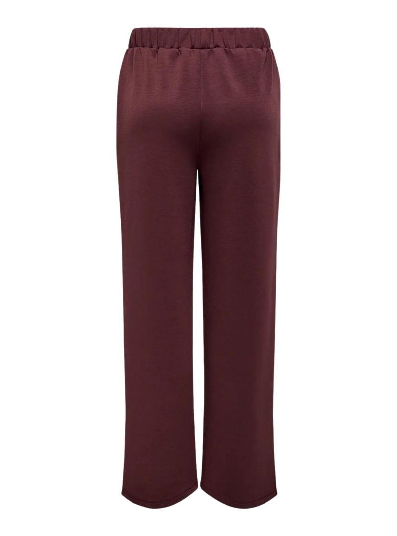 Calça Only Alina laços de leopardo grená para mulher.