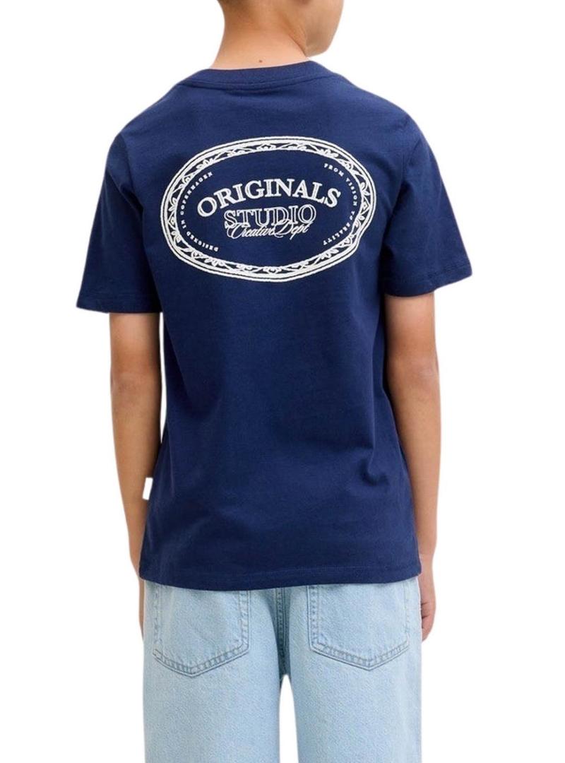 Camiseta Jack and Jones Greene Branding azul para menino