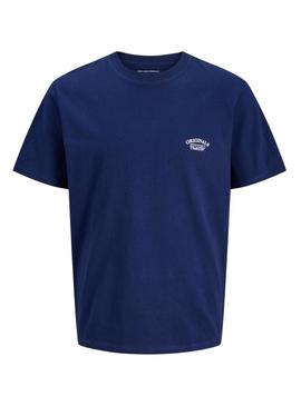 Camiseta Jack and Jones Greene Branding azul para menino