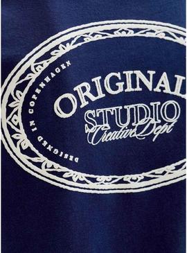 Camiseta Jack and Jones Greene Branding azul para menino