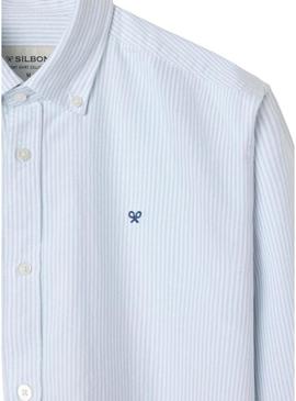Camisa Silbon esporte listrada verde Oxford para homem.