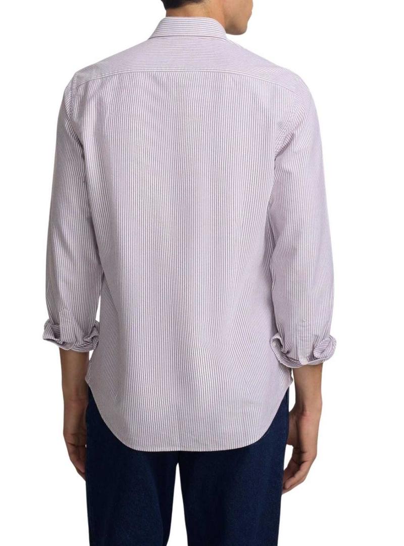 Camisa Silbon sport oxford listras grená para homem