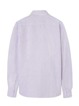 Camisa Silbon sport oxford listras grená para homem