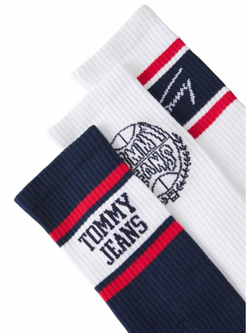 Pack 3 pares de meias Tommy Jeans multicoloridas para mulher e homem.