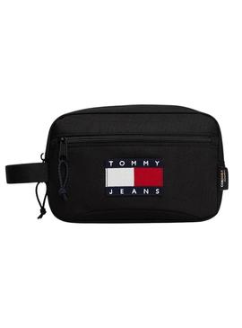 Necessaire Tommy Jeans Archive Washbag preto para homem.