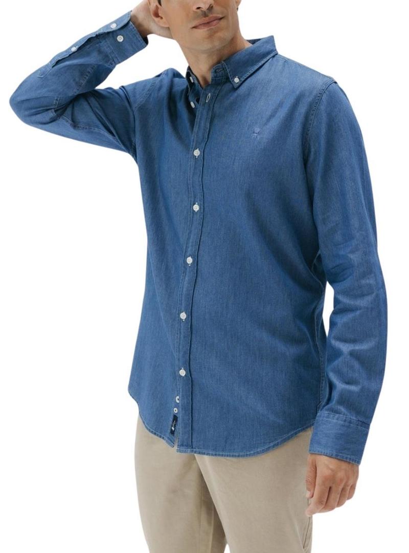 Camisa El Pulpo casual em ganga pedra azul médio para homem.